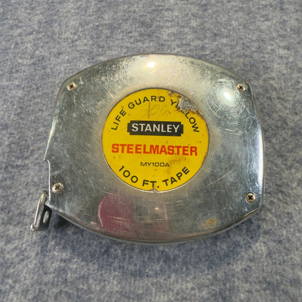 Stanley Steelmaster MY100A 100 Ft Tape Measure Life Guard Vintage Twist Knob